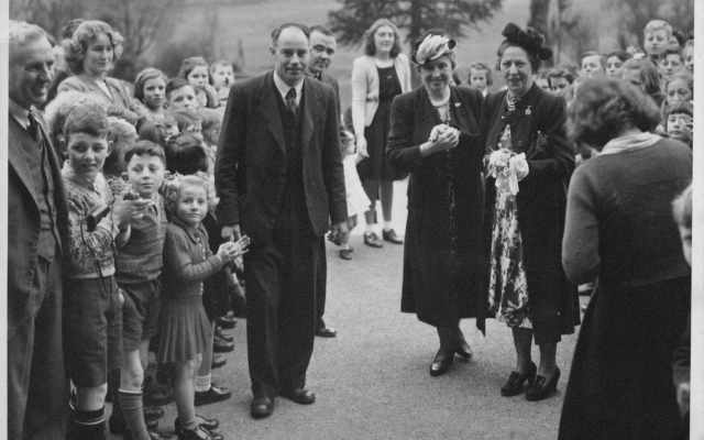 Helen Keller and Polly Thompson visited the Sumner School for the Deaf