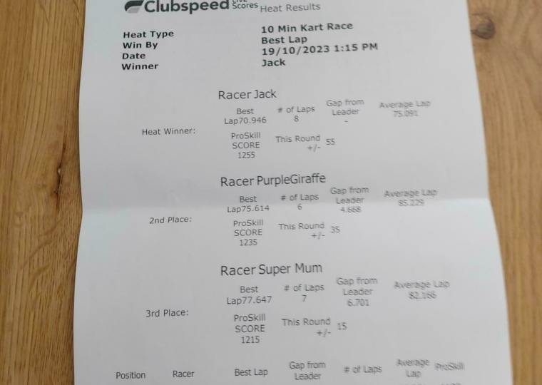 Race Results 5