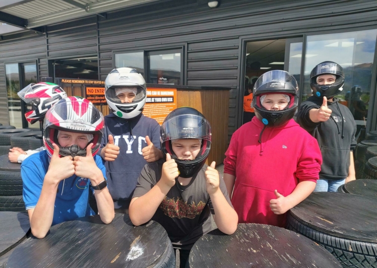 The Fast Go Karting group are ready to go